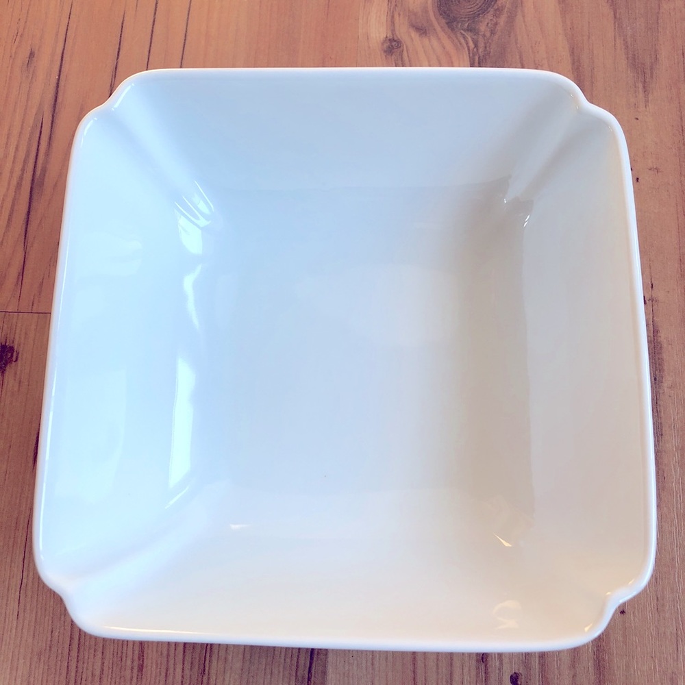 Everyday Serving Bowl White Square Stoneware